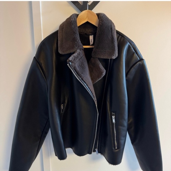 Mango Oversized Aviator Jacket with Shearling Lining NEVER WORN no tags - Picture 5 of 9